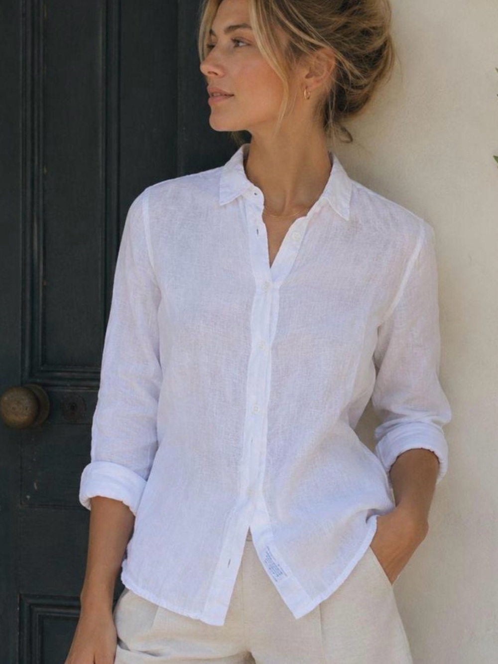 J. Crew White Linen Baird McNutt Button-Down Shirt